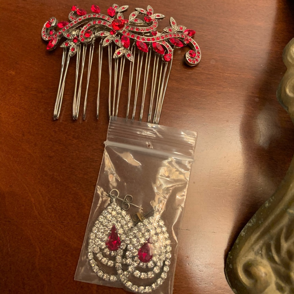Prom earrings and comb